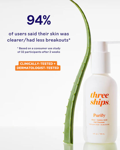 Three Ships Purify Aloe + Amino Acid Gel Cleanser