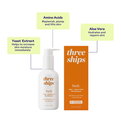 Three Ships Purify Aloe + Amino Acid Gel Cleanser