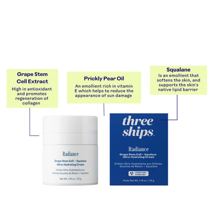 Three Ships Radiance Grape Stem Cell + Squalane Ultra-Hydrating Cream